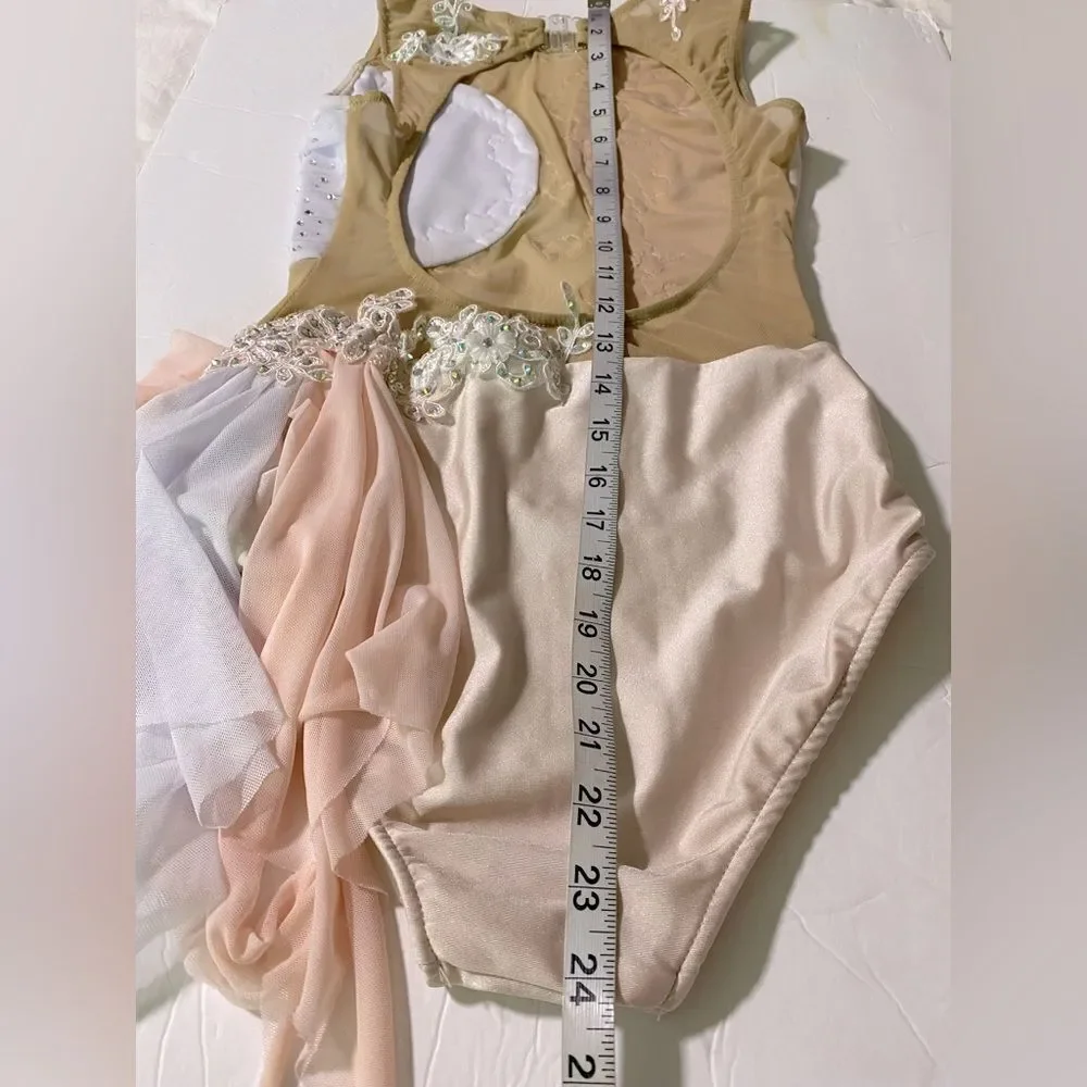 Glamour competition solo dance costume blush pink nude illusion lyrical SA adult